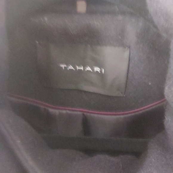 Tahari black wool blend feminine jacket coat with ruffle detail. - Picture 7 of 11